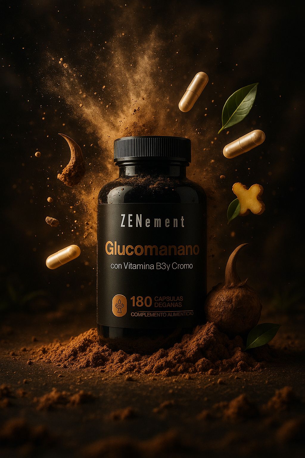 Glucomanano 4200mg por Dosis, con Vitamina B3 y Cromo - Fibra de Raíz de Konjac - Para el Control de Peso - 180 Cápsulas Veganas